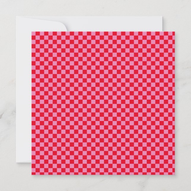 Retro Checkerboard Schachbrettmuster rosa Orange Save The Date (Vorderseite)