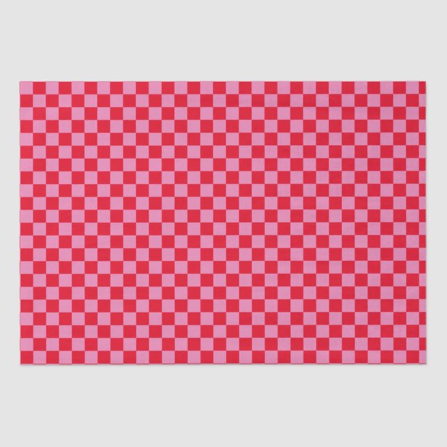 Retro Checkerboard Schachbrettmuster rosa Orange Seidenpapier (Vorderseite)