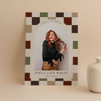 Retro Checkered Arch Timeless Foto Abschluss Einladung