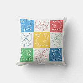 Retro Checkered Autismus Awareness Coquette Bow Kissen