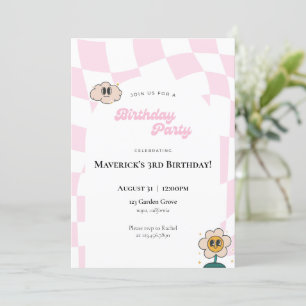 Retro Checkered Birthday Einladung