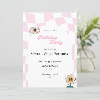Retro Checkered Birthday Einladung