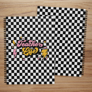 Retro Checkered Black and White Teacher Life Planer