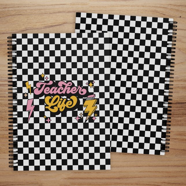 Retro Checkered Black and White Teacher Life Planer (Von Creator hochgeladen)