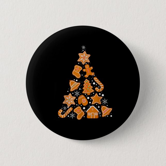 Retro Checkered Gingerbread Christmas Coquette Bow Button (Vorderseite)