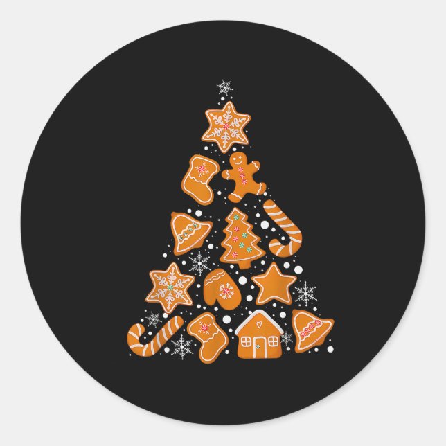 Retro Checkered Gingerbread Christmas Coquette Bow Runder Aufkleber (Vorderseite)