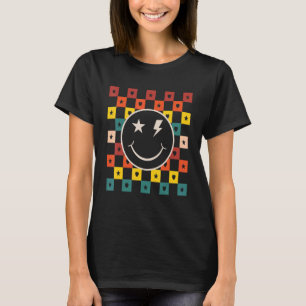 Retro Checkered Happy Lächeln Gesicht 1 T-Shirt