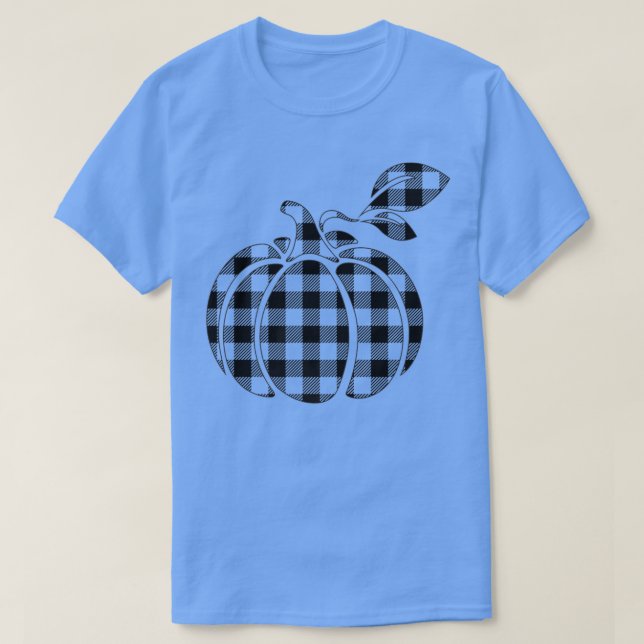 Retro Checkered Kürbisgrafik Herbst Frauen im Herb T-Shirt (Design vorne)