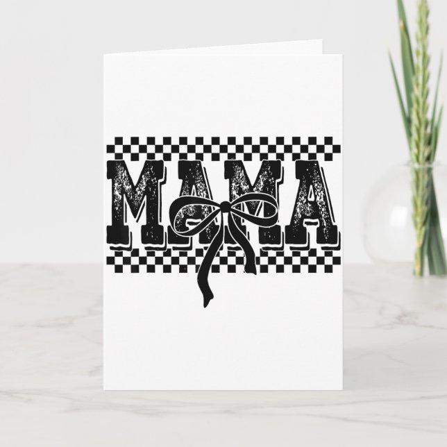 Retro Checkered Mama Coquette Bow Mama Floral Moth Karte (Vorderseite)