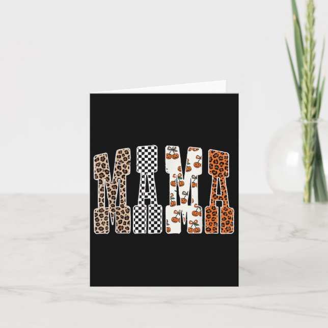 Retro Checkered Mama Pumpkin Leopard Herbst Herbst Karte (Vorderseite)