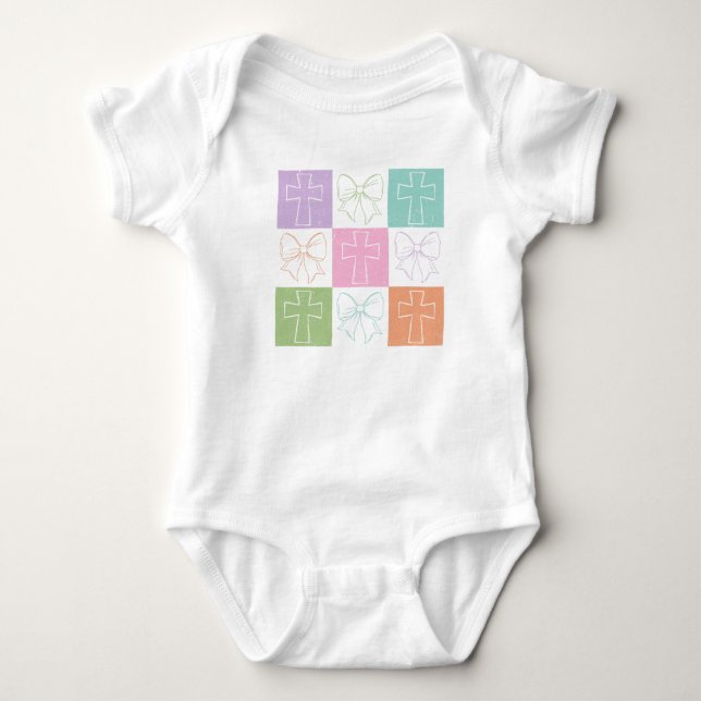 Retro Checkered Oaster Cross Coquette Baby Strampler (Vorderseite)