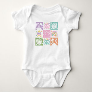 Retro Checkered Pastell Ostercoquette Baby Strampler