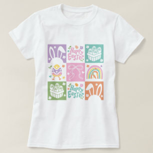 Retro Checkered Pastell Ostercoquette T-Shirt