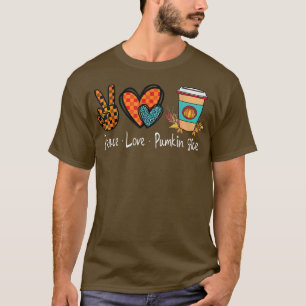 Retro Checkered Peace Liebe Pumpkin Spice Fall See T-Shirt