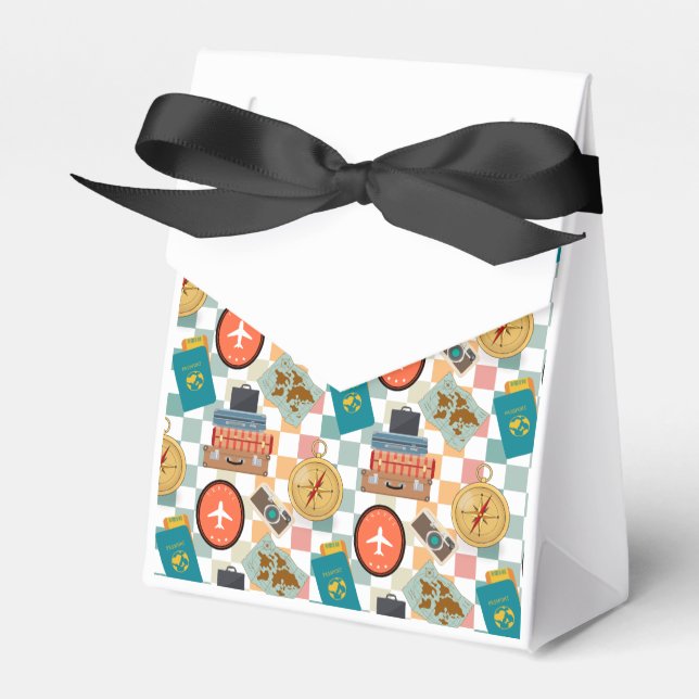 Retro Checkered Vacation Travel Themed Geschenkschachtel (Vorderseite)