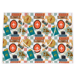 Retro Checkered Vacation Travel Themed Große Geschenktüte