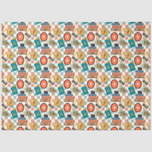 Retro Checkered Vacation Travel Themed Seidenpapier
