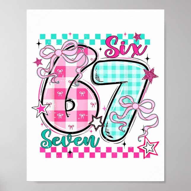 Retro Checkered Valentine Six Seven Meme 67 Viral  Poster (Vorne)