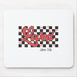 Retro Checkered Varsity Christlich Valentines Love Mousepad