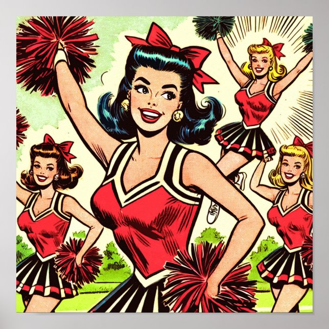 Retro Cheerleader Comic Poster (Vorne)