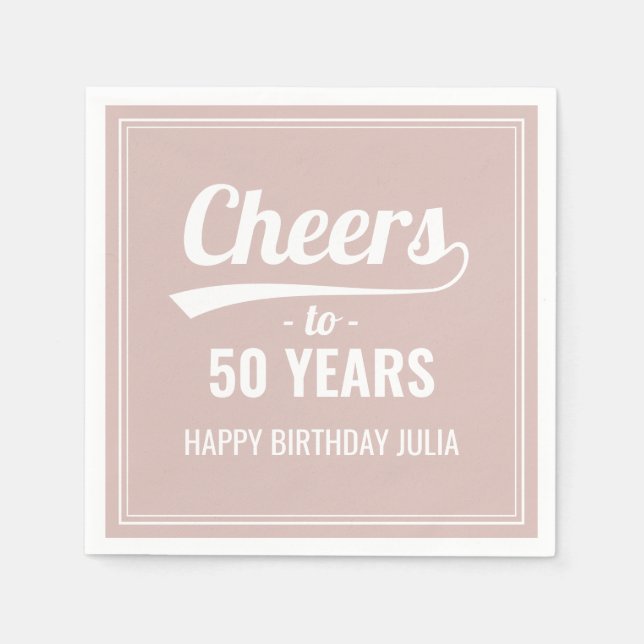 Retro Cheers to 50 Years 50 th Birthday Pink Serviette (Vorderseite)