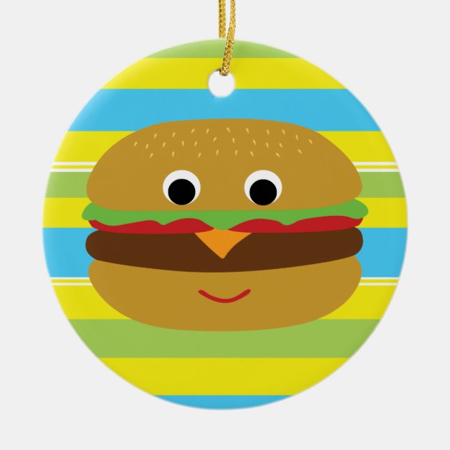 Retro Cheeseburger Keramikornament (Vorne)
