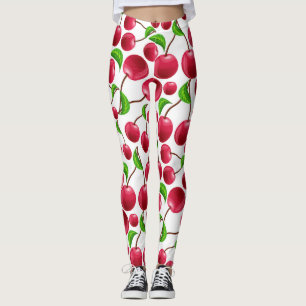 Retro Cherries Cherry Print Leggings Yoga Pants