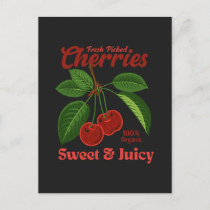 Retro Cherries Fruit Kommerzielle Grafik Art Stil Feiertagspostkarte