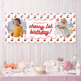 Retro Cherry 1. Geburtstag Foto Party Banner