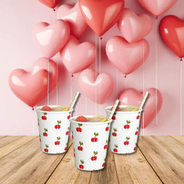 Retro Cherry Berry 1. Geburtstag Rot und Grün Pappbecher