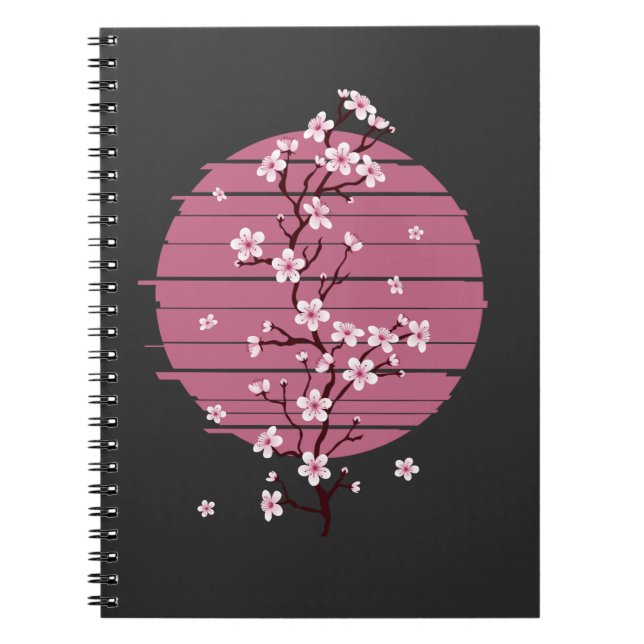 Retro Cherry Blossom Japanischer Sakura-Baum Notizblock (Vorderseite)