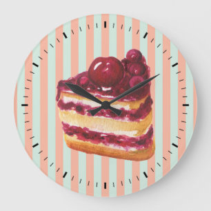 Retro Cherry Cake Wall Clock Große Wanduhr