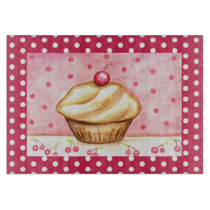 Retro Cherry Cupcake Kitchen Cutting Board Geschen Schneidebrett
