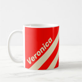 Retro Cherry Drei Streifen mit Namen Kaffeetasse