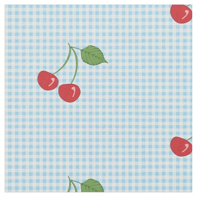 Retro Cherry Gingham Pattern Stoff (Nahaufnahme)