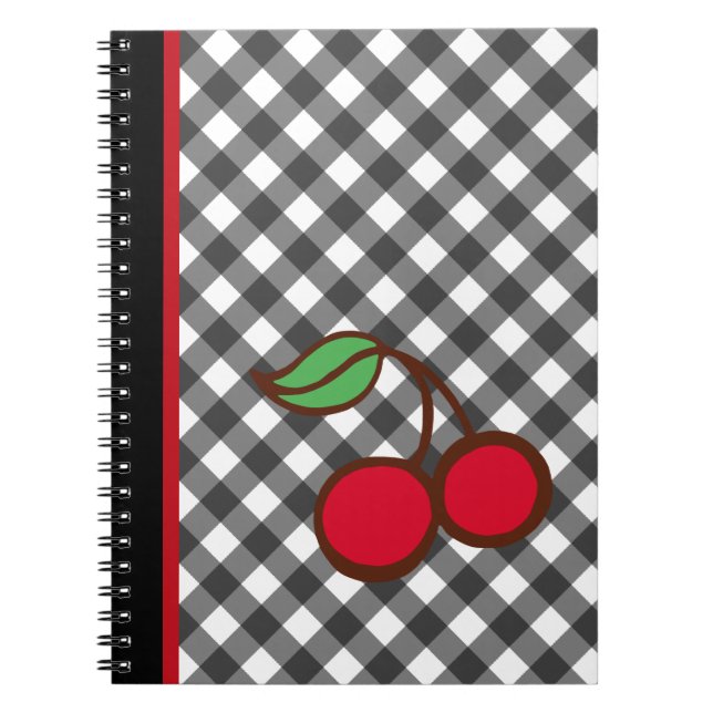 Retro Cherry Gingham School KitchenNotebook Notizblock (Vorderseite)