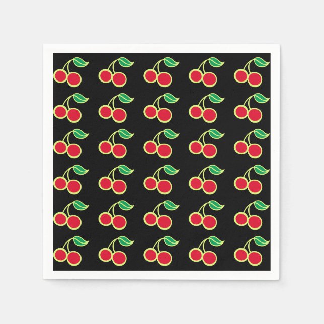 Retro Cherry Party Picnic Geburtstag Napkins Serviette (Vorderseite)