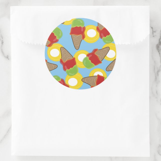 Retro Cherry und Limone Eiscreme Runder Aufkleber (Tasche)