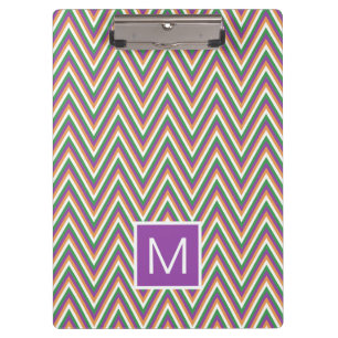 Retro-Chevron-Muster Cooles Monogramm Klemmbrett