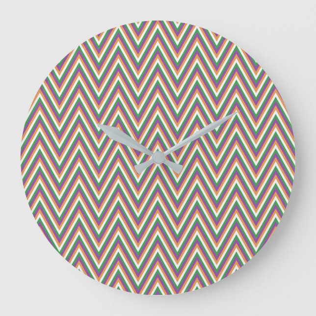 Retro-Chevron-Muster Große Wanduhr (Vorderseite)