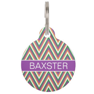 Retro-Chevron-Muster personalisiert Haustiermarke