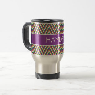 Retro-Chevron-Muster, personalisiert und cool Reisebecher