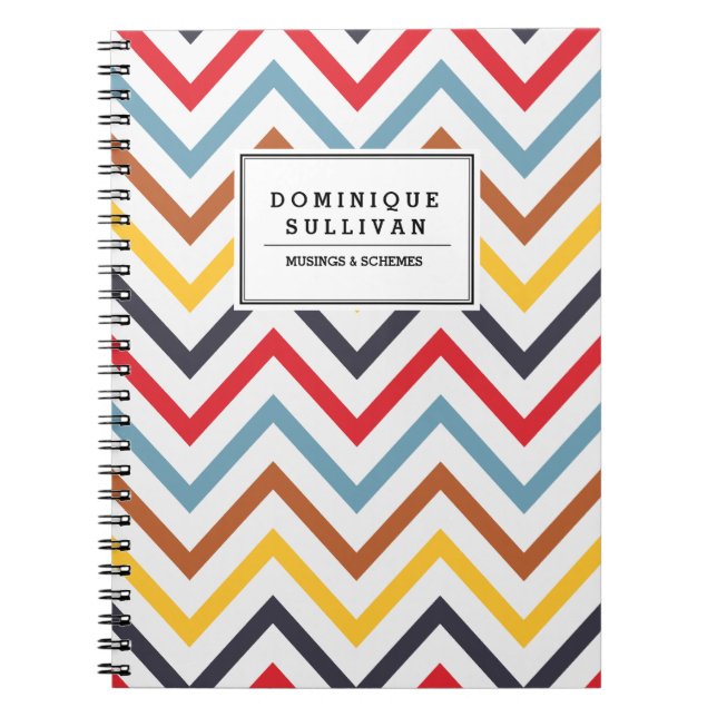 Retro-Chevron-Muster Personalisiertes Notizbuch Notizblock (Vorderseite)