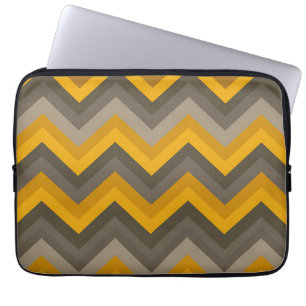 Retro-Chevron-Muster Senfgelb Grau Laptopschutzhülle