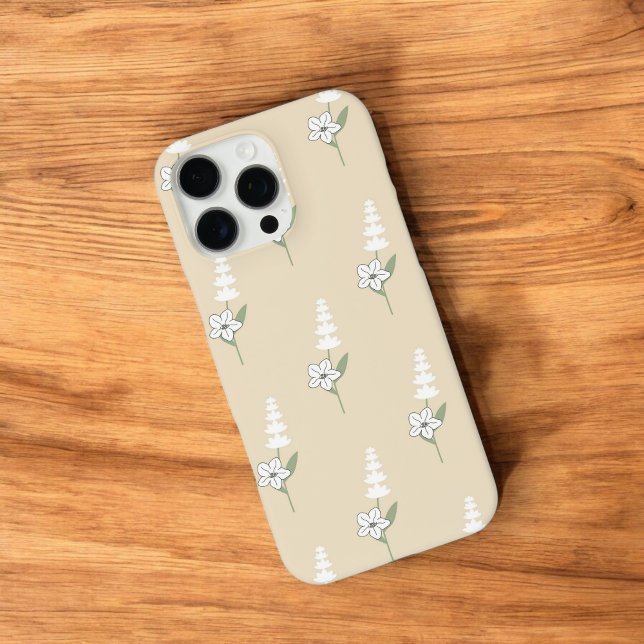 Retro Chic Beige Blumenmuster Whimsikfeder Case-Mate iPhone Hülle (Von Creator hochgeladen)