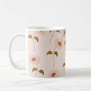 Retro Chic Beige Braun Floral Vintage-Inspiriert Y Kaffeetasse