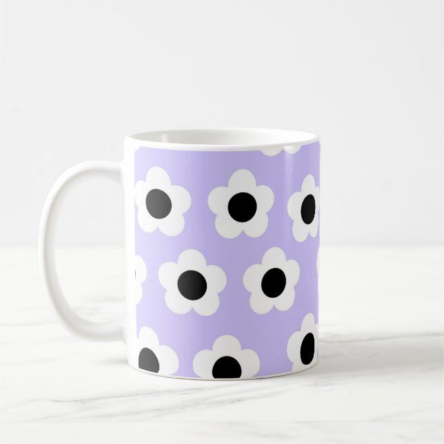 Retro Chic Blue White Floral Timeless Y2K Style Kaffeetasse (Links)