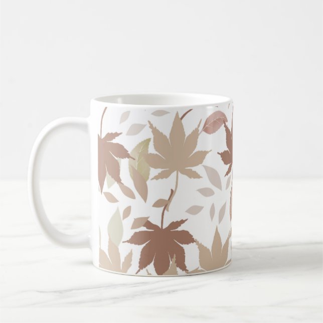 Retro Chic Brown Beige Ahorn Blätter Gemütlicher H Kaffeetasse (Links)
