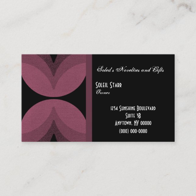 Retro Chic Business Card, Burgund Wein Visitenkarte (Vorderseite)