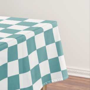 Retro Chic Cool Cadet Blau Schachbrettmuster Tischdecke